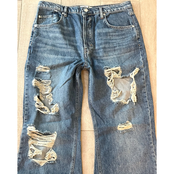 FREE PEOPLE WE THE FREE NEW DAWN FLARE DESTRUCTION JEANS OB1338043 SZ 31 - Picture 4 of 11